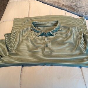 LuLu Lemon Polo. Large. Stripped, light green.
